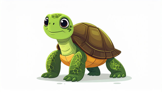 Cute cartoon turtle illustration on white background