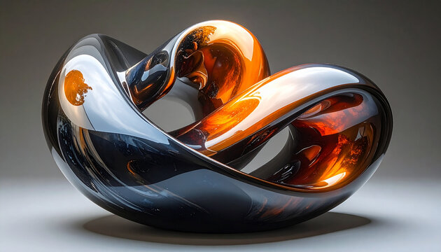Abstract metallic sculpture with fluid curves