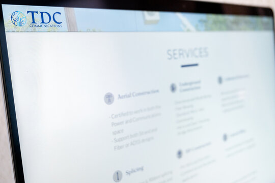Mexico city, mexico, 04 22 2026, tdc communications website displaying services for aerial construction