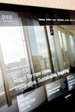 Mexico city, mexico, 04 22 2026, psp swiss property website displaying share price and news