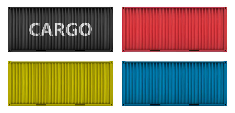 Red realistic corrugated metal textured cargo container isolated. Siding cargo container bg. Industry line sea transportation. Vector illustration