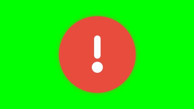 Exclamation Mark Warning Icon Animation Green Screen