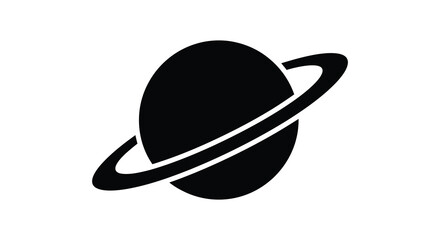 Planet with rings a black silhouette on a white background © vect roy