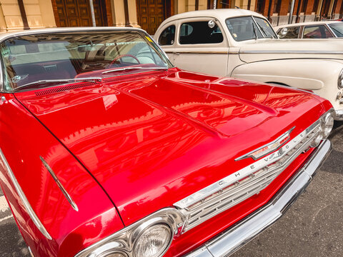 Classic Car show at Luz Trainstation in Sao Paulo, Brazil.