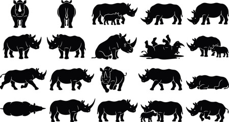 Minimalist rhino illustrations. © Nazrulnt01