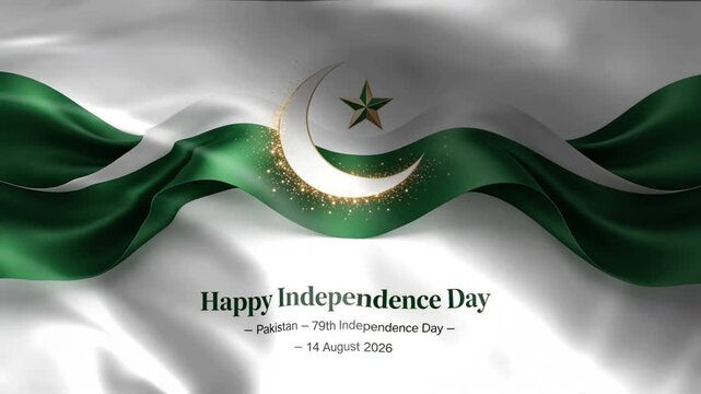Waving Pakistan flag with crescent moon and star celebrating Independence Day a patriotic background for national events and greetings for commercial use