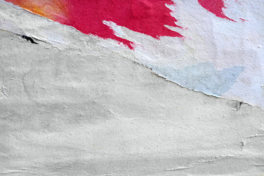 Posters old colorful ripped torn grunge backgrounds creased crumpled red white paper backdrop surface placard empty space for text	