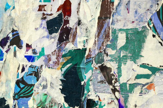 Posters old colorful ripped torn grunge backgrounds creased crumpled paper backdrop surface placard empty space for text	