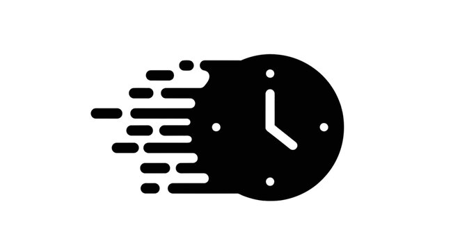 Vector illustration of fast time clock icon with motion blur effect on a transparent background