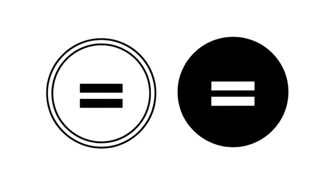 Vector illustration of equal sign in circle icon set on a transparent background