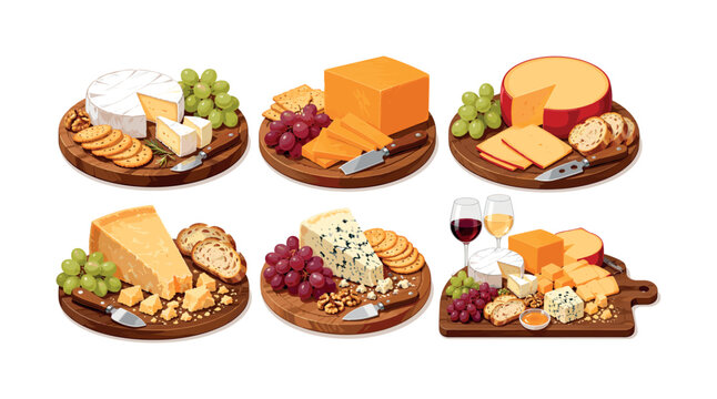 Gourmet cheese layout collection brie cheddar gouda parmesan rustic table layout boards, cheese, brie, cheddar, gouda, parmesan,