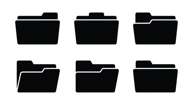 Folder silhouettes on a white background simple graphic design elements