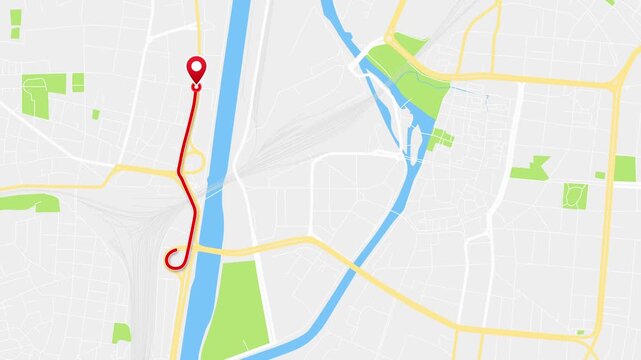 Heilbronn City Navigation Route, Baden-W&uuml;rttemberg, Germany &ndash; Animated 4K Map with Red Travel Line