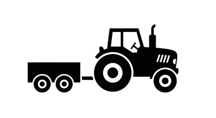 Fototapeta premium Vector illustration of silhouette of a tractor with a trailer on a transparent background