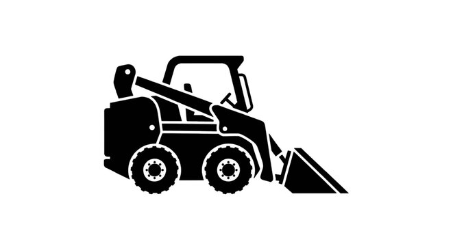 Vector illustration of skid steer loader construction vehicle icon on a transparent background