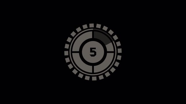 10 seconds circular segment countdown timer clock animation for short video intro.