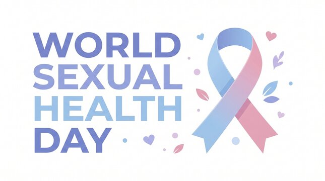 World sexual health day colorful ribbon text logo