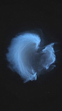 Ethereal blue nebula gracefully swirling and expanding across a star-filled sky, its cosmic gas and dust forming a celestial vortex in the deep, dark expanse of outer space