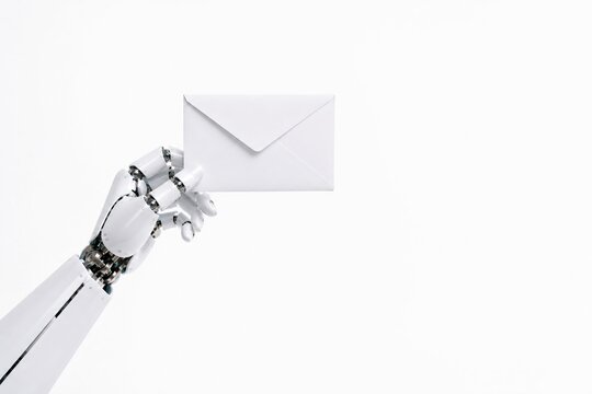 A sheet of paper in a robot's hand, robotization.