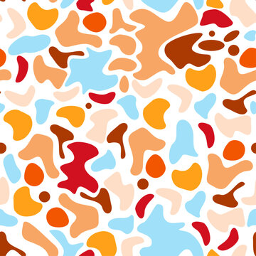 Colorful terrazzo seamless pattern. Abstract mosaic elements. Modern vector surface background for fabric, wallpaper and tile