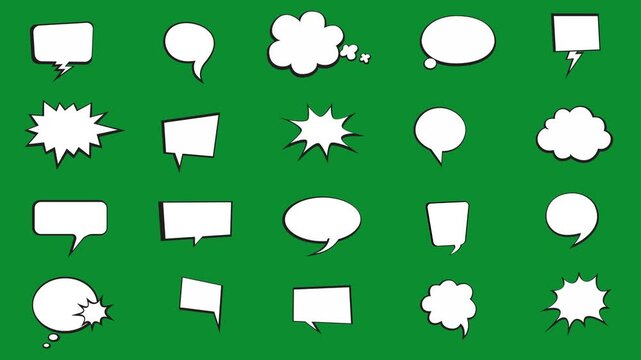 2D Speech Bubbles Animated Elements Pack Green Screen Visual Effect