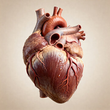 Anatomically correct human heart model. Realistic medical illustration of cardiac organ.
