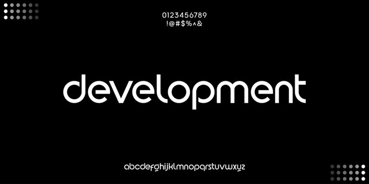 Corporate word development in technical sans-serif font display. Minimalist Monochrome Wordmark Branding on Black Background