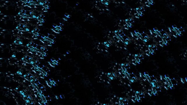 A detailed digital pattern featuring blue and black colors with geometric shapes and lines