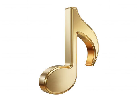 Golden eighth note music symbol isolated on transparent background isolated on a transparent background