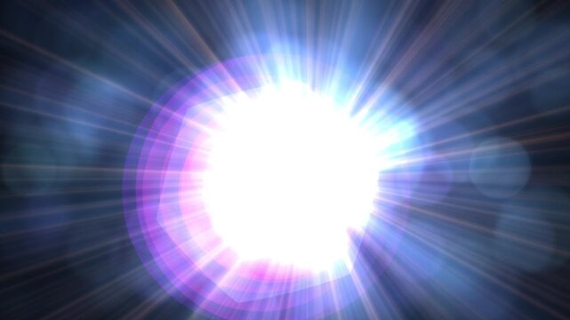 Bright light bursts with vivid purple and blue rays