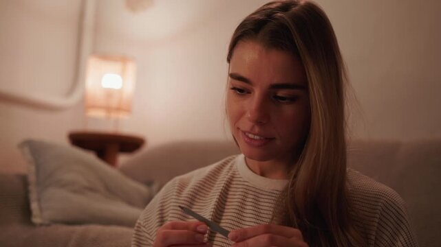 Young Woman Doing Manicure And Self-Care At Home