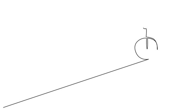 person bike biker riding with backpack at outdoor sport activity hike travel concept one line 2d video animation clip art