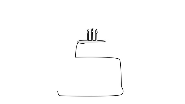 cake celebration birthday party event food candles one line 2d video animation