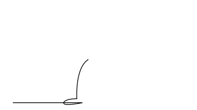 cat animal back behind view abstract one line 2d video animation clip art