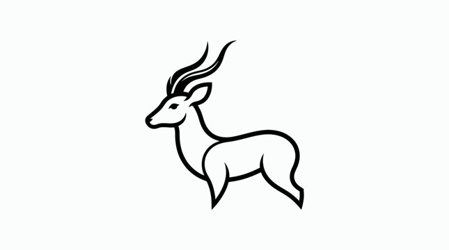 Minimalist antelope line art icon on white background.