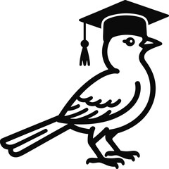 Bird Wearing a Graduation Cap Icon education academic © Simanta