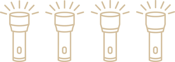 Four Outline Flashlight Icons with Light Rays torch © Simanta