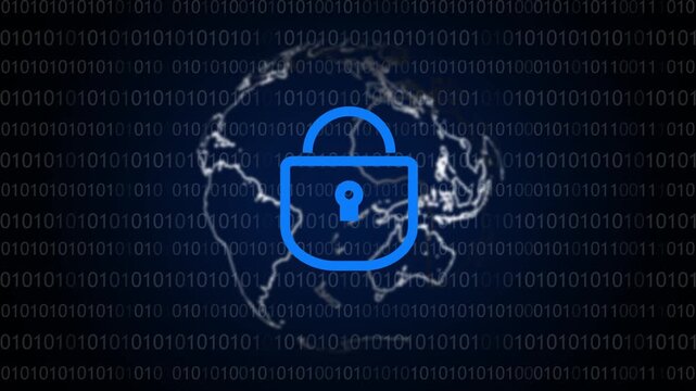 Security padlock animation layers superimpose digital locking shapes over binary world globes. Managed web hosting platforms emphasize cloud data security padlock animation setups.