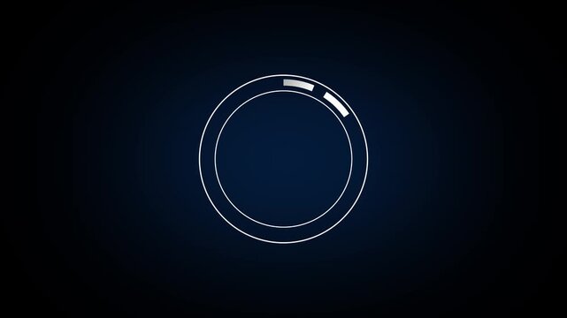 Circular progress ring with segmented indicator on dark blue background circle loading animation