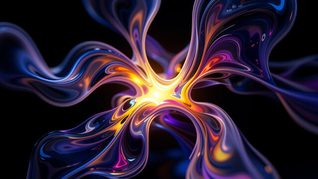 Abstract flowing liquid with bright glowing center