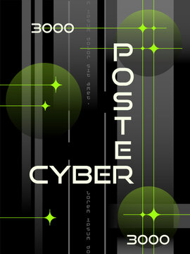 Futuristic Green and Black Sci-Fi Poster with Abstract Digital Space Composition