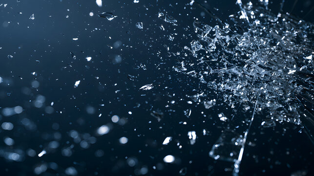 A close-up on a dark background showing an abstract, shattered texture with sharp fragments and strong contrast.