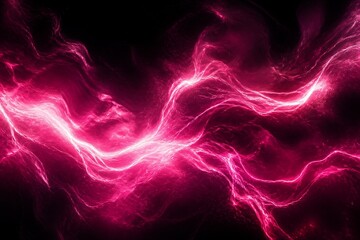 Fototapeta premium Abstract pink energy waves flowing across dark background