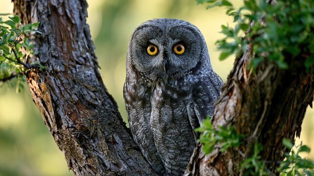 Owls have round faces and big eyes that help them see well in dim light to hunt. Feathers around their eyes form a facial disk.