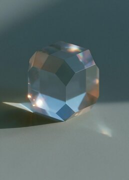 Close-up of a faceted gemstone. the gemstone is spherical in shape and appears to be made of a shiny, iridescent material.