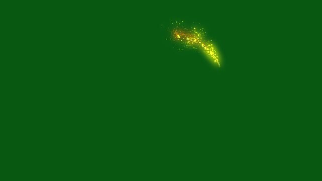 Magical golden glitter trail sparkles animation, glowing gold fairy dust swirl path, sparkling shimmer particles, elegant spiral ribbon, green screen background, seamless loop, lu