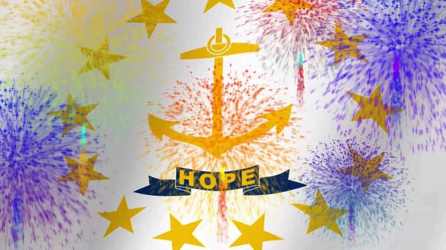 Rhode Island State Flag With Anchor and Stars and the Word Hope