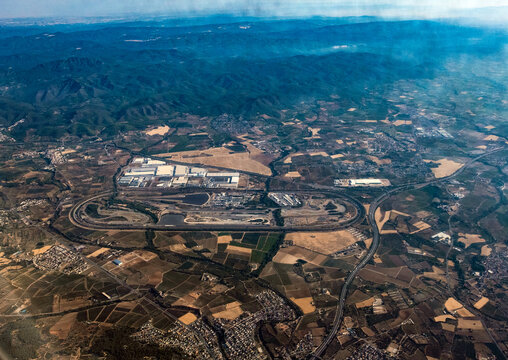 Aerial view of the Applus+ IDIADA automotive testing facility near Taragona, Spain