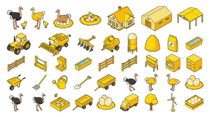Isometric Farm Elements and Animals Collection © Macan