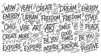 Fototapeta premium Graffiti style lettering with inspirational urban quotes.